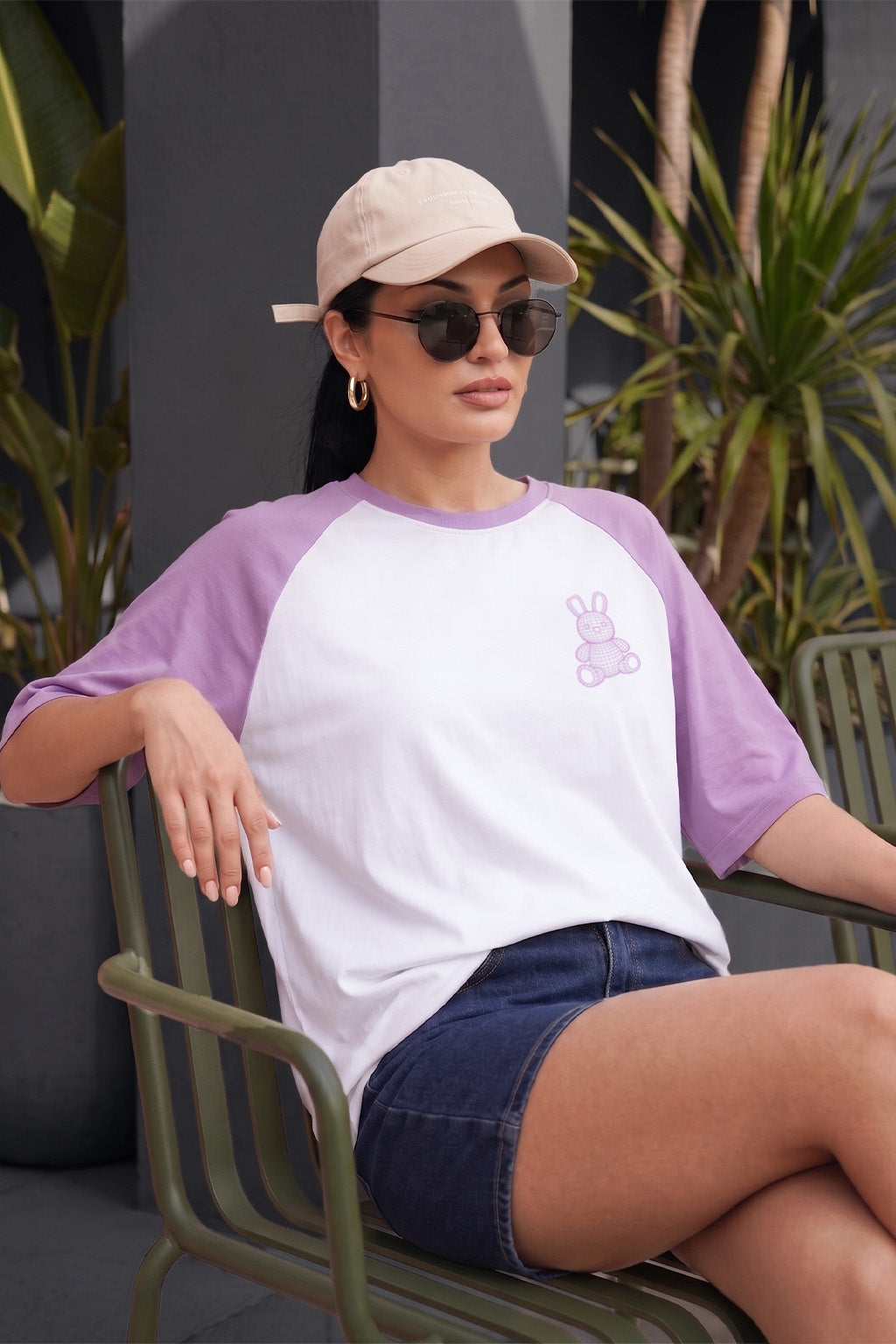 Teddy Lilac Oversized Graphic T-Shirt