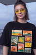 City Travel Black Oversized Graphic Printed T-Shirt