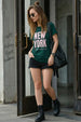 New York Green Printed Regular Fit T-Shirt