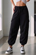 Black Solid Baggy Fit Cargo Jogger