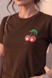 Cherry Bomb Brown Printed Regular Fit T-Shirt