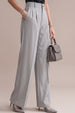 Silver Grey Classic Pleat Tailored Wide-Leg Korean Pant