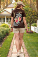 Peach Fresh Brown Printed Regular Fit T-Shirt