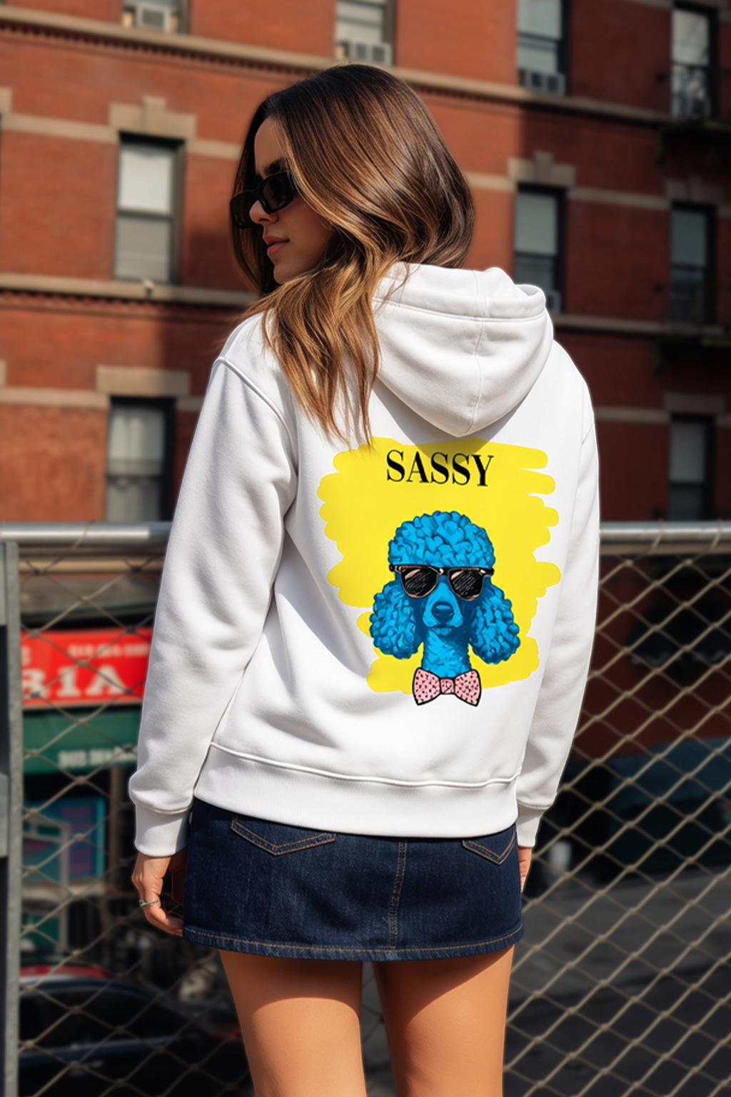 Sassy White Graphic Back Printed Regular Fit Hoodie