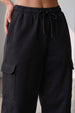 Black Solid Baggy Fit Cargo Jogger