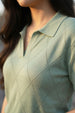 Elite Diamond Fog Green Regular Fit Flatknit Premium Polo T-Shirt