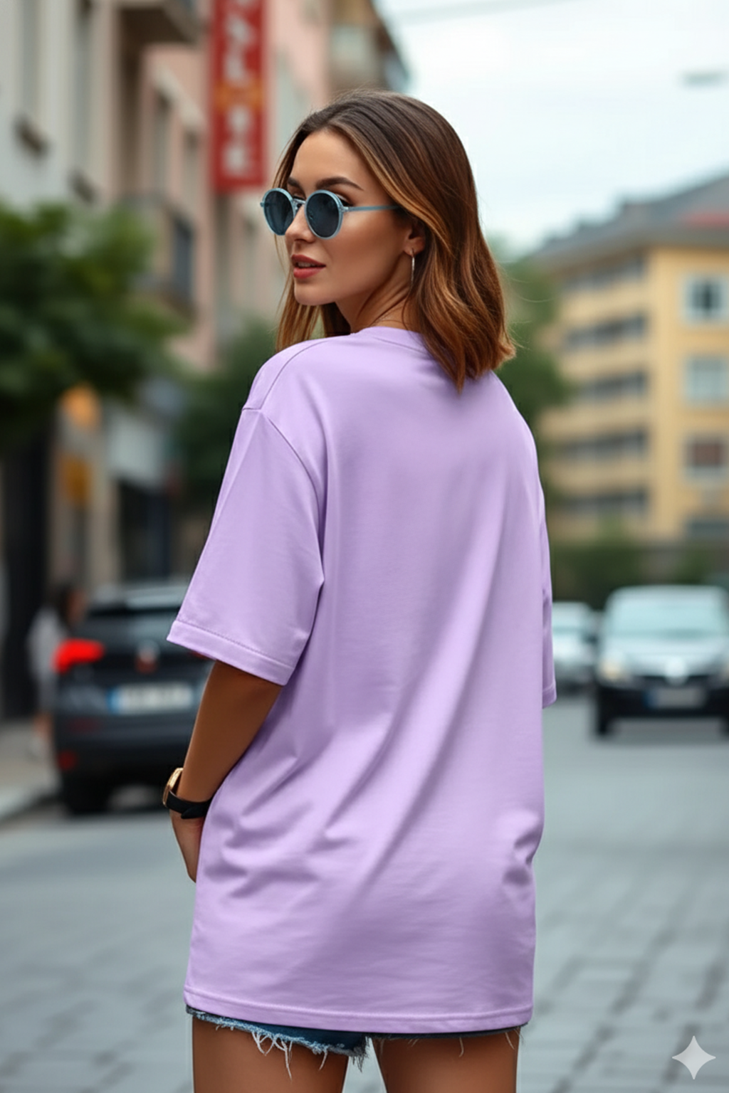 Hopes Lilac Oversized Graphic Printed T-Shirt