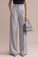 Silver Grey Classic Pleat Tailored Wide-Leg Korean Pant