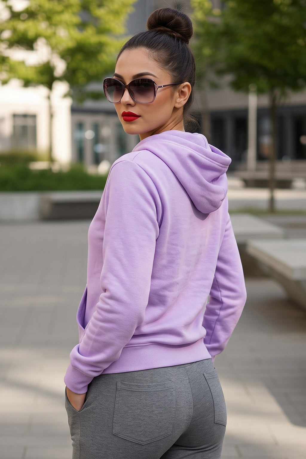 Plain Lilac Regular Fit Hoodie