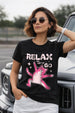 Relax Black Printed Regular Fit T-Shirt