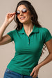 Green Plain Cotton Regular Slim Fit Polo T-Shirt