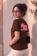 Cherry Bomb Brown Printed Regular Fit T-Shirt