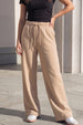 Beige Plain Wide Leg Track pant