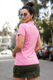 Pink Plain Cotton Regular Slim Fit Polo T-Shirt