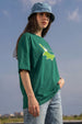 Quick Please Green Oversized Graphic T-Shirt