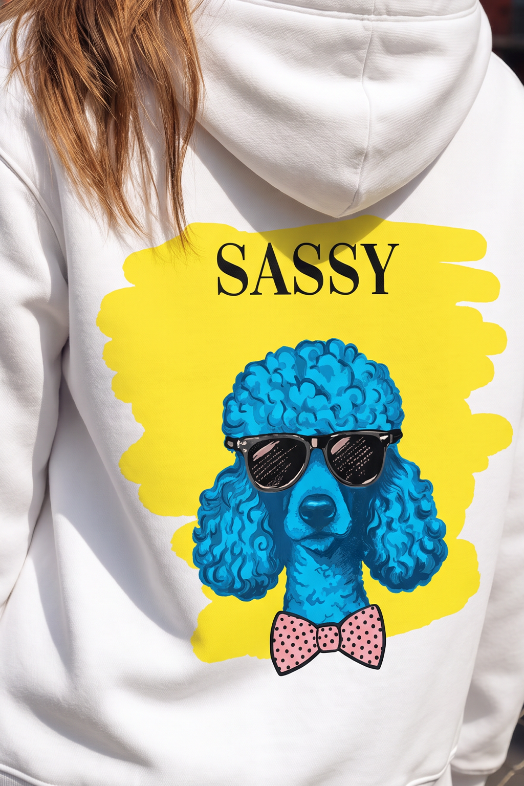 Sassy White Graphic Back Printed Regular Fit Hoodie