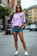 Hopes Lilac Oversized Graphic Printed T-Shirt