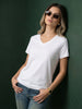 White Plain V-Neck Regular Fit T-Shirt