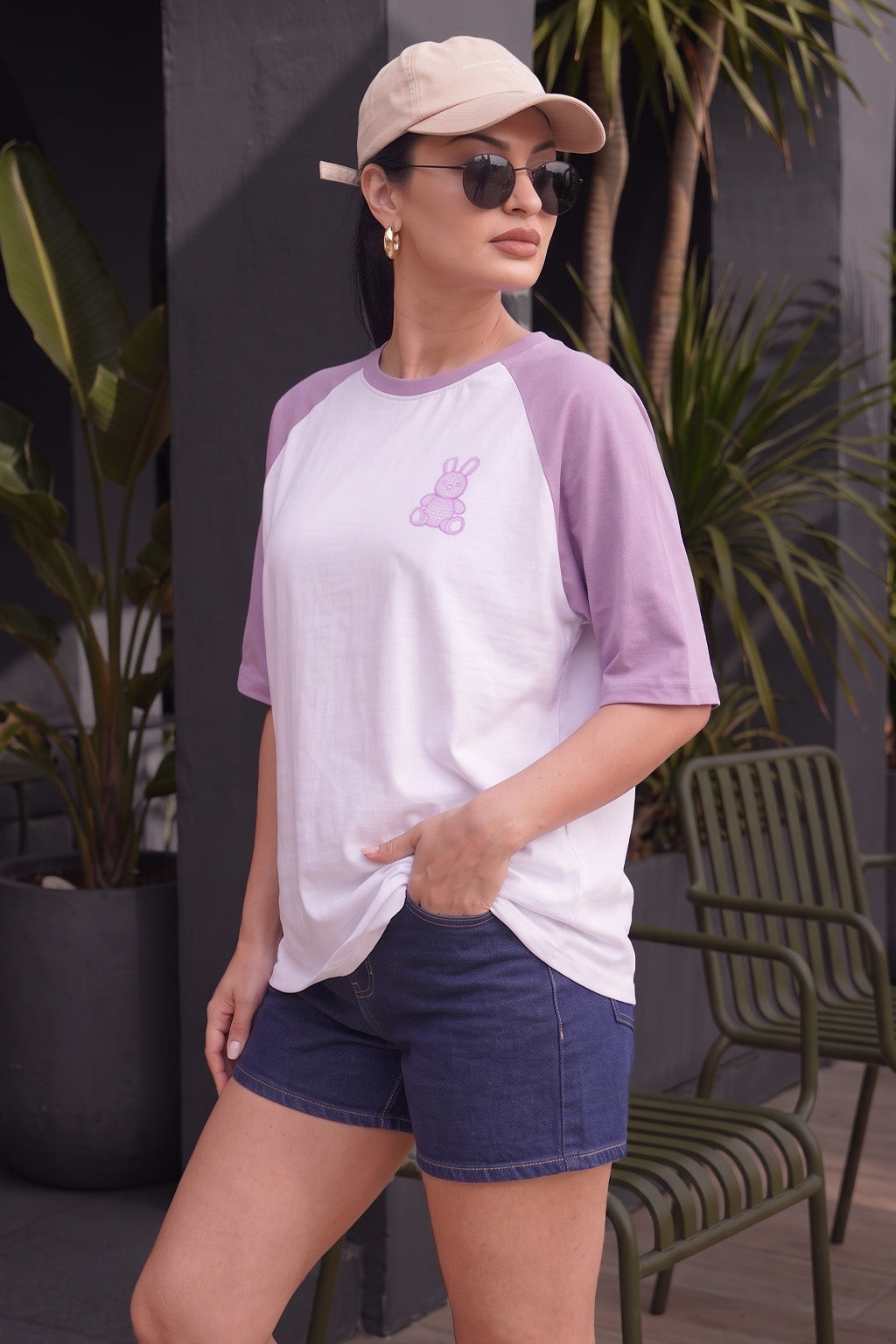 Teddy Lilac Oversized Graphic T-Shirt
