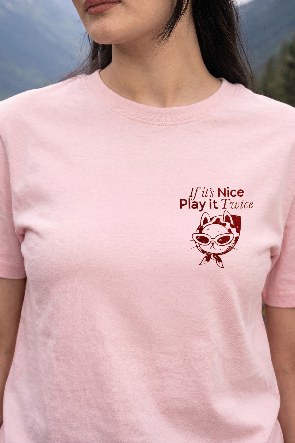Nice Play It Twice Rosewater Oversized Graphic Printed T-Shirt
