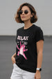 Relax Black Printed Regular Fit T-Shirt