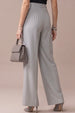 Silver Grey Classic Pleat Tailored Wide-Leg Korean Pant