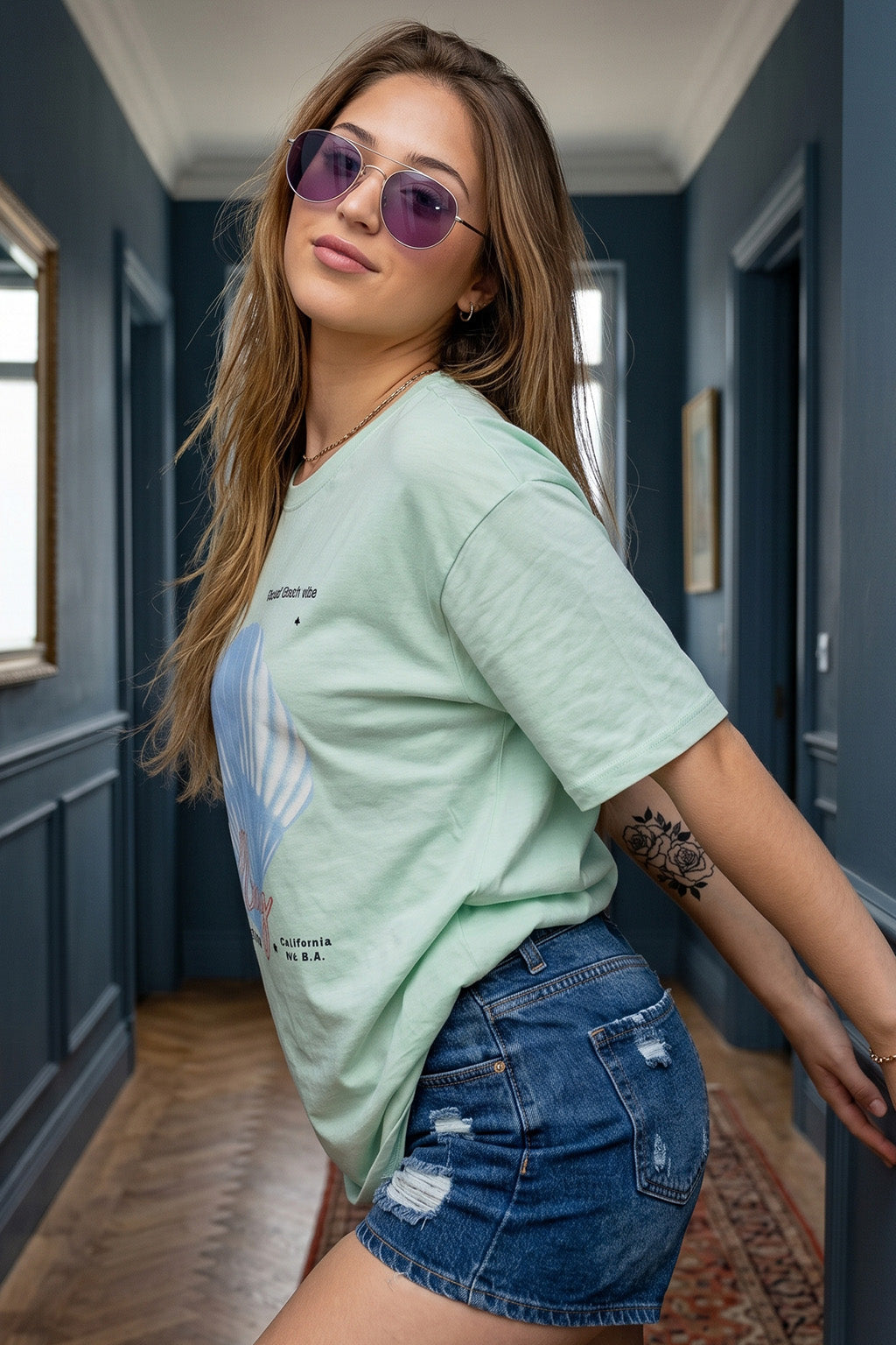 Sea Calling Aleowash Oversized Graphic Printed T-Shirt