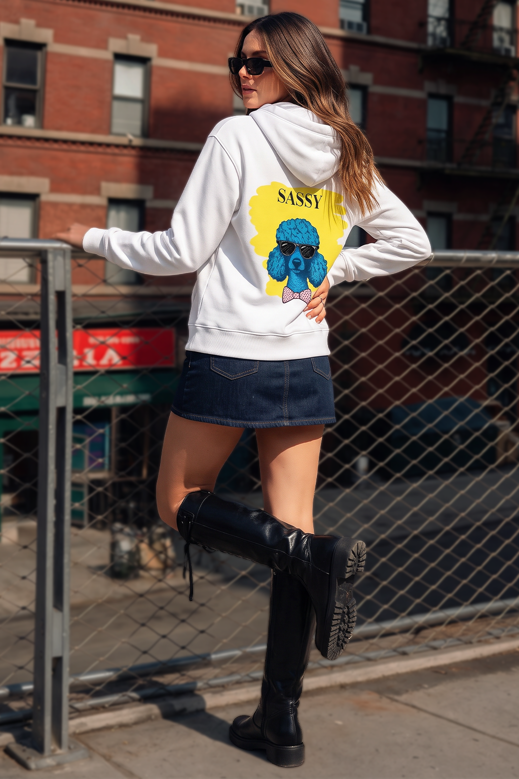 Sassy White Graphic Back Printed Regular Fit Hoodie