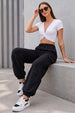 Black Solid Baggy Fit Cargo Jogger