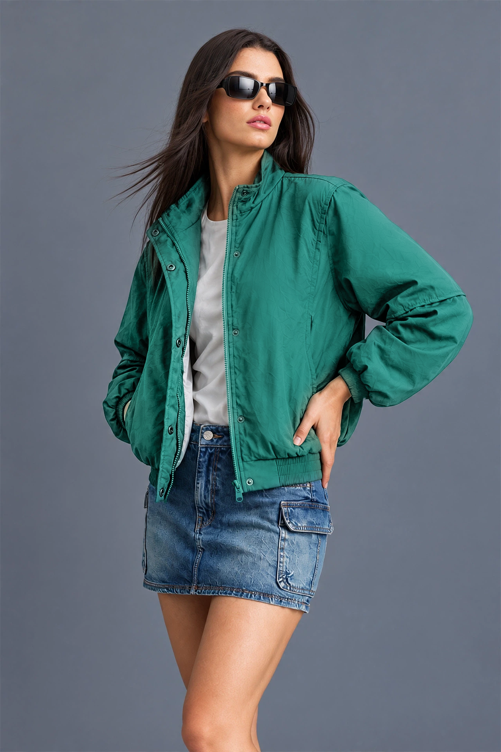 STAND COLLAR GREEN JACKET
