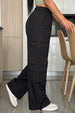 Black 6-Pocket Drawcord Straight Fit Parachute Pant