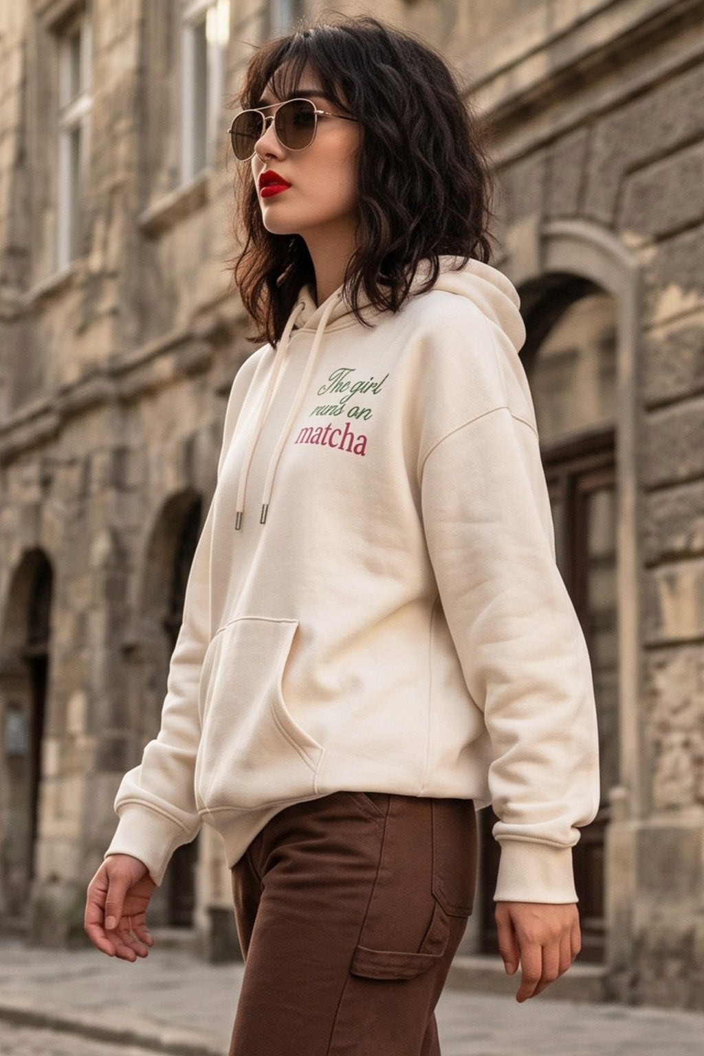 Matcha Marshmallow Oversized Printed Hoodie