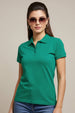 Green Plain Cotton Regular Slim Fit Polo T-Shirt