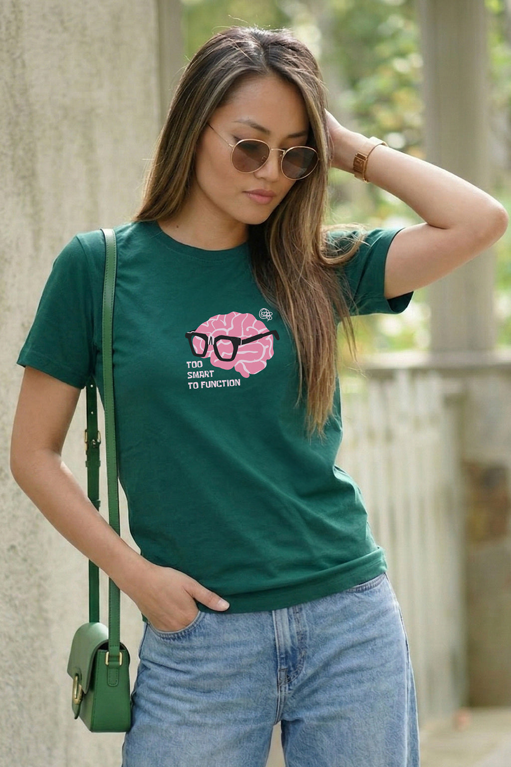 Too Smart Green Printed Regular Fit T-Shirt