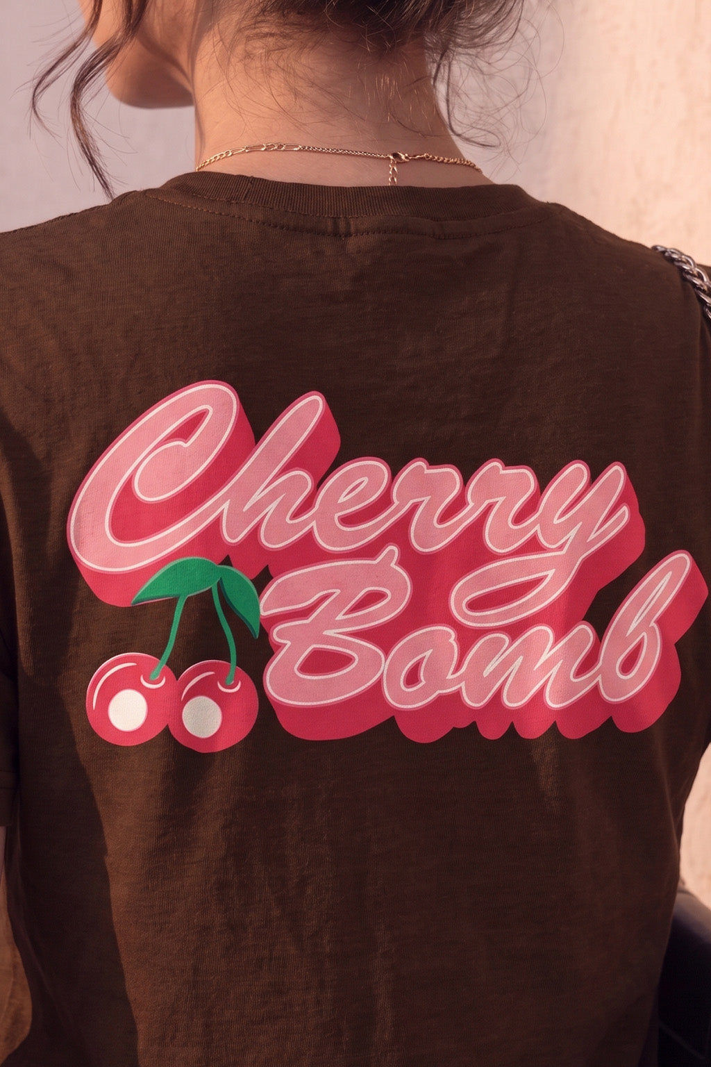 Cherry Bomb Brown Printed Regular Fit T-Shirt