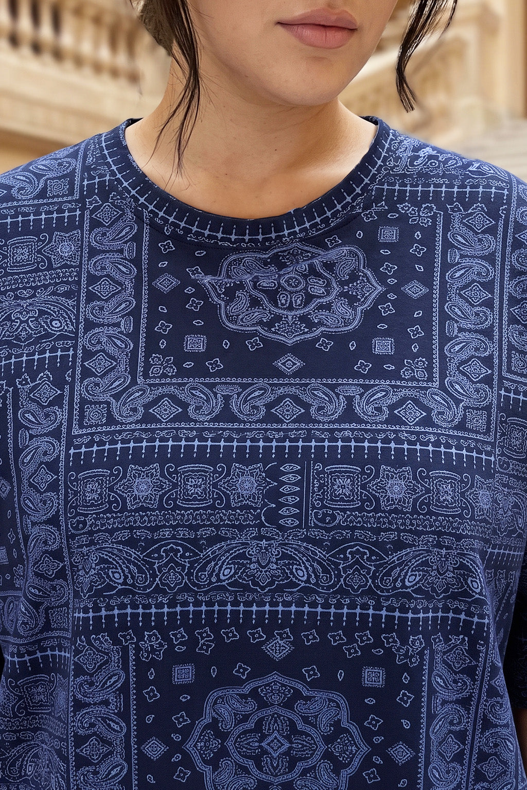 Paisley Navy Plus Size Oversized T-shirt