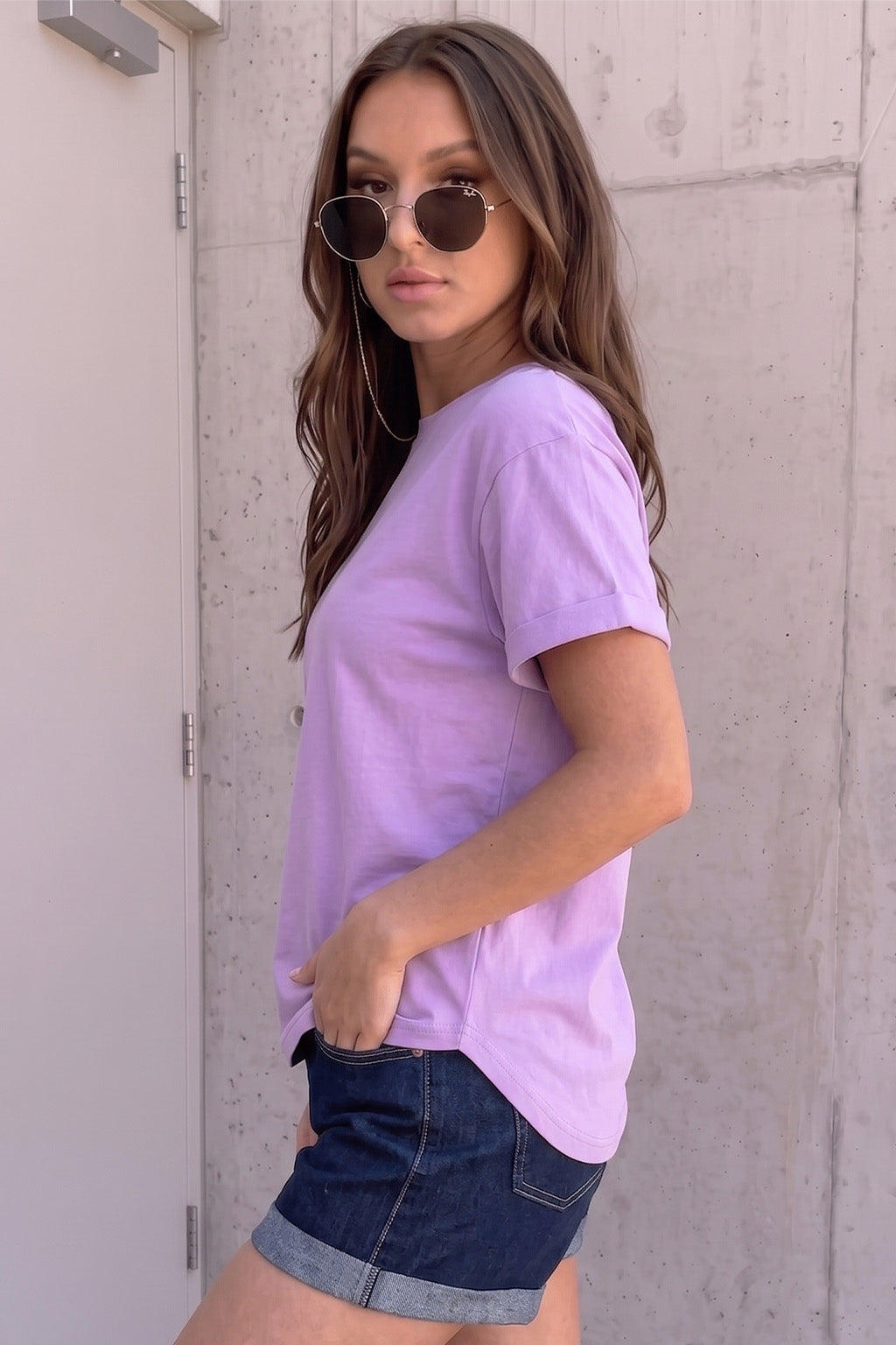 Lilac Plain Boyfriend Fit T-Shirt
