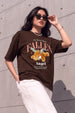 Fallen Angel Brown Oversized Printed T-Shirt