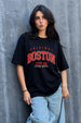 Boston Black Graphic Printed Oversized T-Shirt