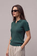 Elite Diamond Green Regular Fit Flatknit Premium Polo T-Shirt