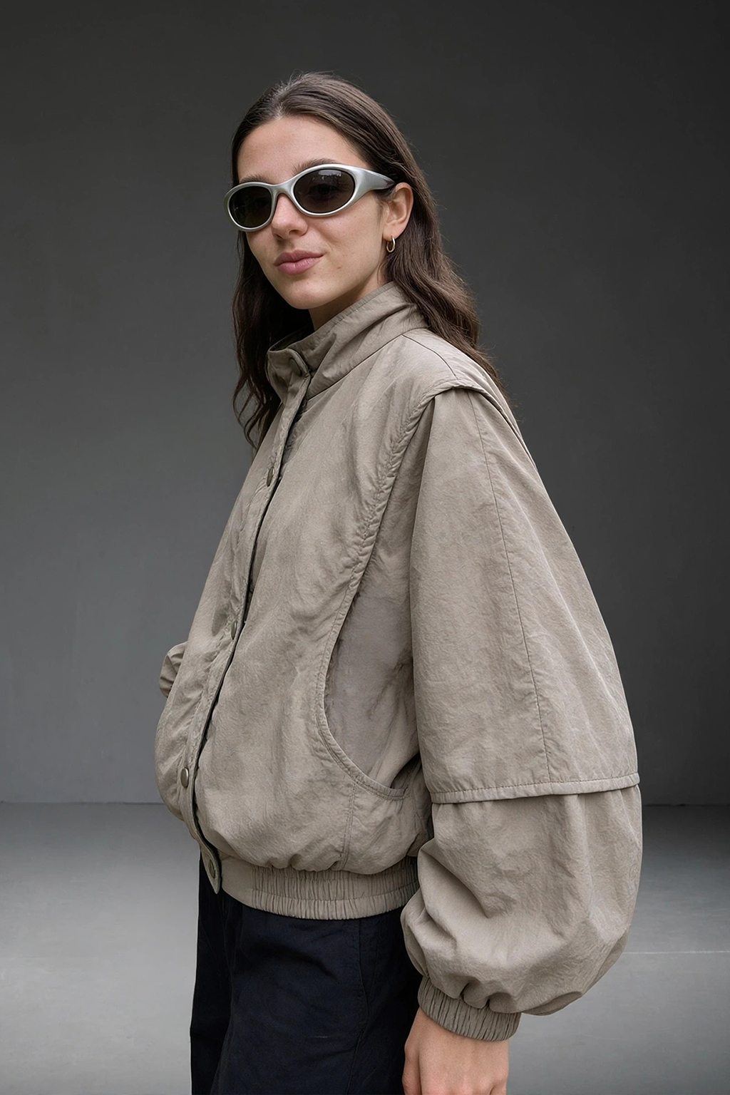 STAND COLLAR NEW BEIGE JACKET