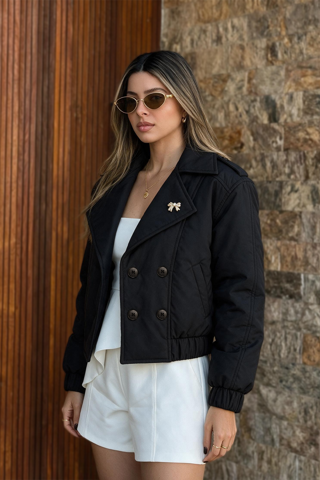 FLURRY BLACK CROPPED JACKET