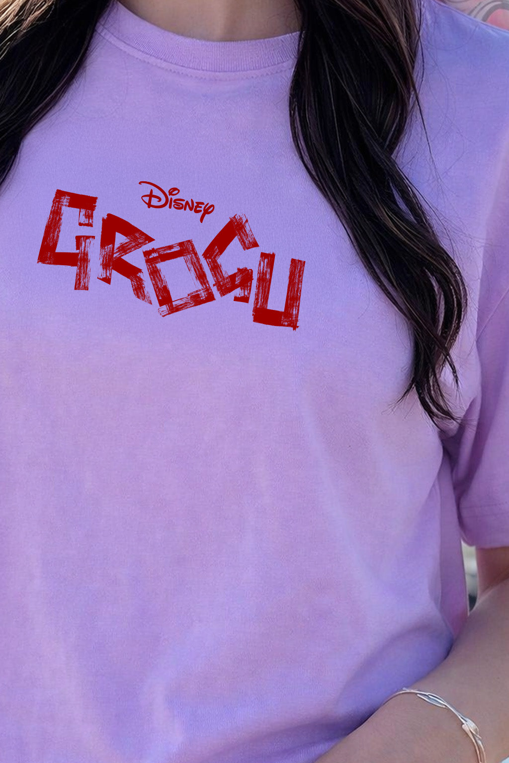 Disney Grogu Yoda Lilac Oversized Graphic T-Shirt