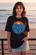 Here Comes The Sun Typographic Printed Oversized Fit Black T-Shirt