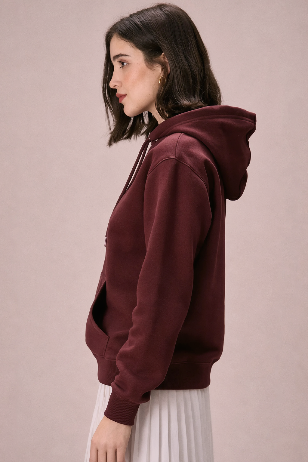 Plain Maroon Regular Fit Hoodie
