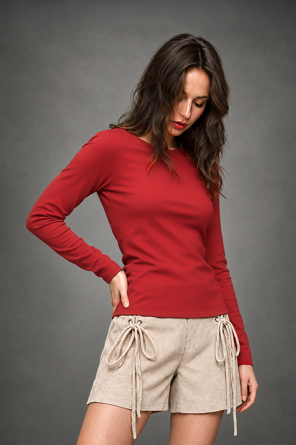 Red Plain Full Sleeve Regular Fit T-Shirt