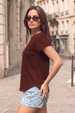 Maroon Plain Boyfriend Fit T-Shirt