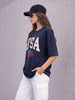 USA Navy Graphic Printed Oversized T-Shirt