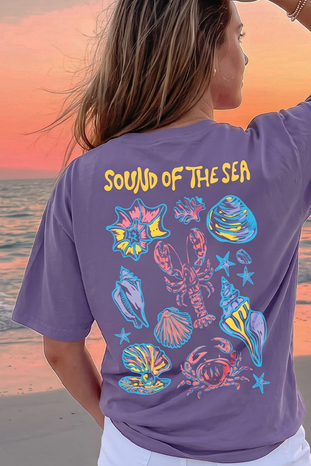 Sound Of Sea Future Dusk Oversized Printed T-Shirt