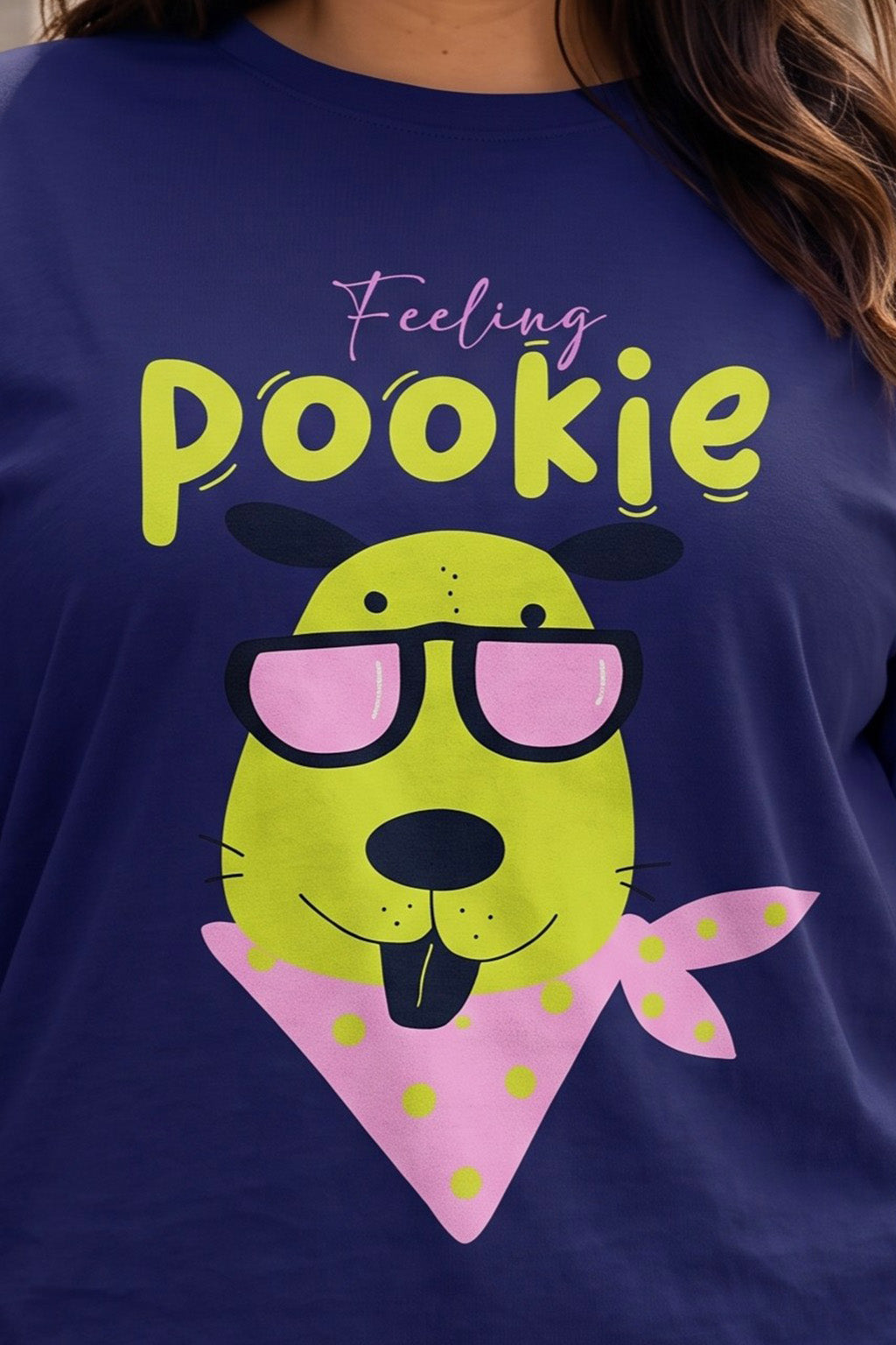 Pookie Royal Blue Plus Size Printed T-shirt